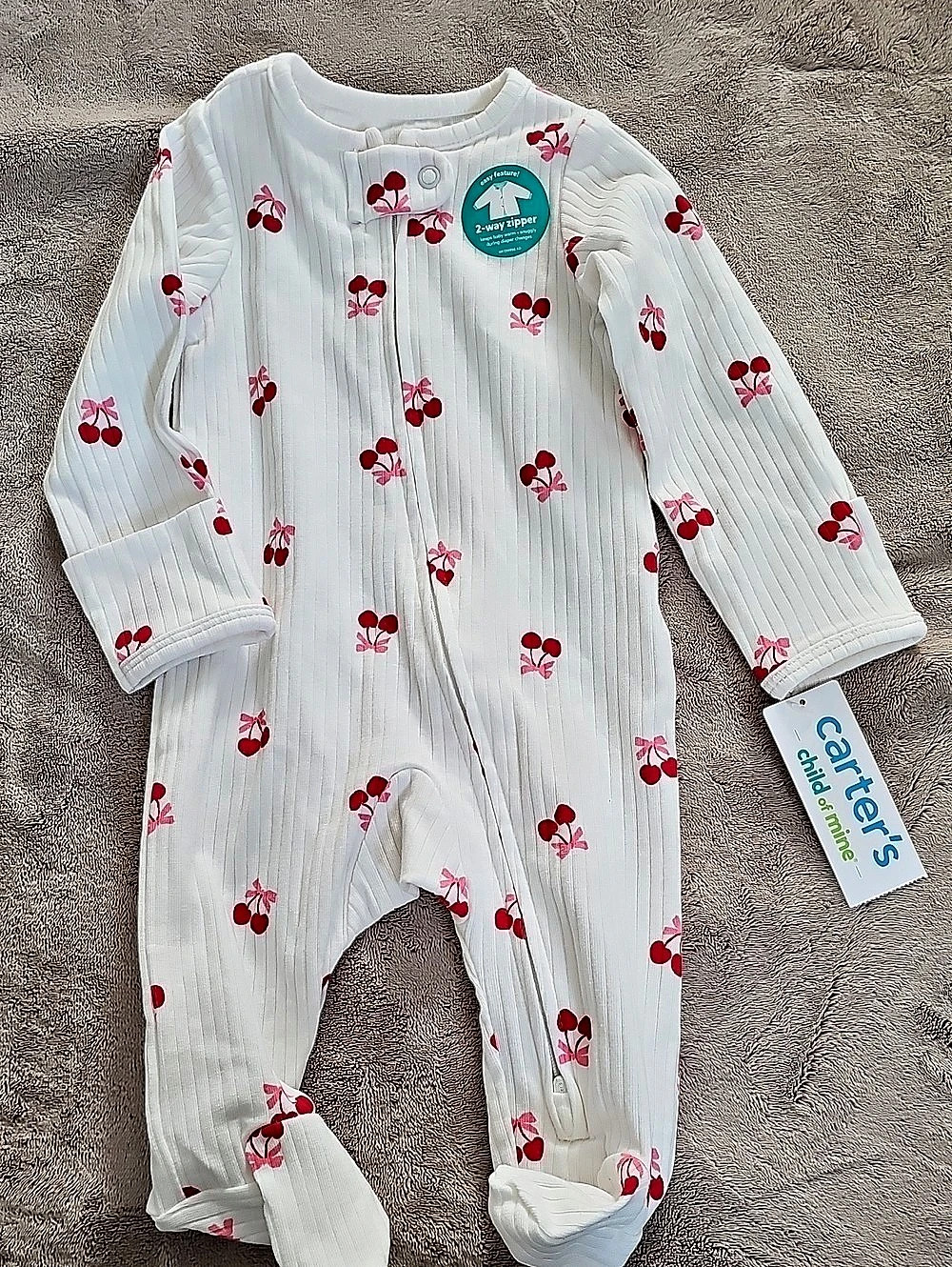 Carter's Baby Footie Floral White & Red NWT